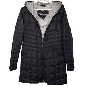 Obermeyer Puffer Coat Womens Small Quilted Black Hooded‎ Longline Winter Jacket